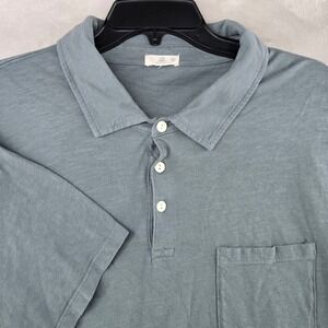 Flint‎ and Tinder Polo Shirt Mens XL Blue Slub Cotton Short Sleeve Pocket USA